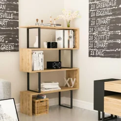 Bibliothèque Adriana chêne/noir - 91.5x124.5x29.5 cm