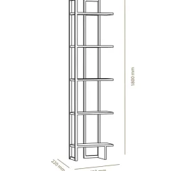 Bibliothèque Alice chêne/noir - 45x180x22 cm