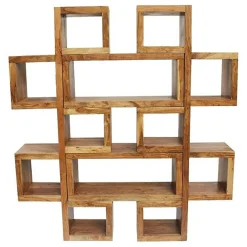 Bibliothèque asymétrique acacia greco miel - 75x30x185 cm