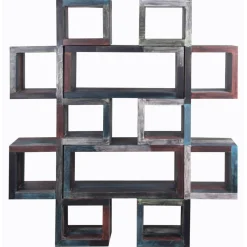 Bibliothèque asymétrique manguier pushkar multicolore - 75x30x185 cm