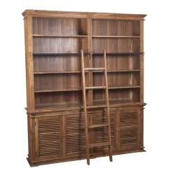 Bibliothèque échelle GM en acacia massif Marron - 200x45x235 cm