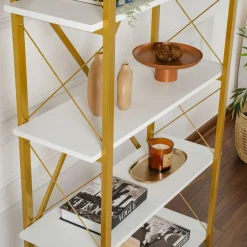 Bibliothèque Elysian blanc/doré - 180x90x33.5 cm