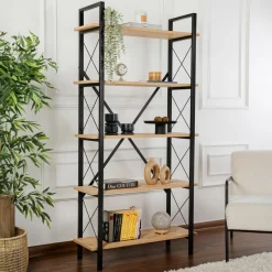 Bibliothèque Elysian chêne/noir - 180x90x33.5 cm