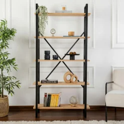 Bibliothèque Elysian chêne/noir - 180x90x33.5 cm