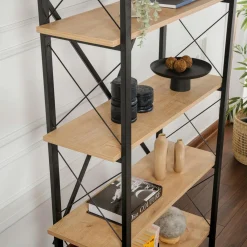 Bibliothèque Elysian chêne/noir - 180x90x33.5 cm