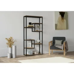 Bibliothèque emina noyer/noir - 85x182x29 cm