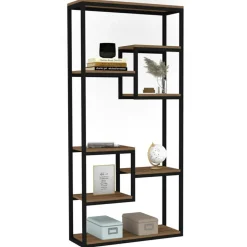 Bibliothèque emina noyer/noir - 85x182x29 cm