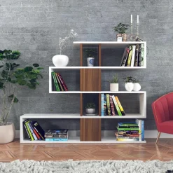 Bibliothèque Karlin blanc/marron - 120x109x20 cm