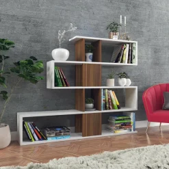 Bibliothèque Karlin blanc/marron - 120x109x20 cm