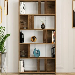 Bibliothèque lima noyer - 90x180x20 cm