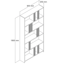 Bibliothèque lima noyer - 90x180x20 cm