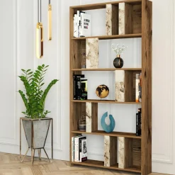 Bibliothèque Lima noyer/blanc - 90x180x20 cm