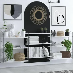 Bibliothèque lungo blanc/noir - 85x216x20 cm