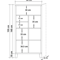 Bibliothèque Marina Flora marron - 80x155x36 cm