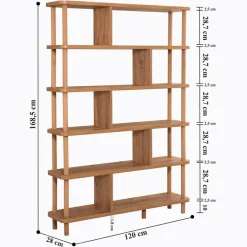 Bibliothèque Meta pin atlantique - 120x168.5x28 cm