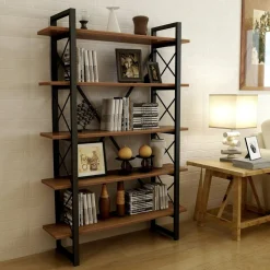 Bibliothèque nero noyer/noir - 100x180x24 cm