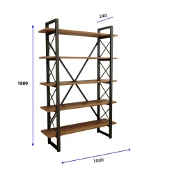 Bibliothèque nero noyer/noir - 100x180x24 cm