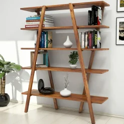 Bibliothèque perla noisette - 148x120x30 cm