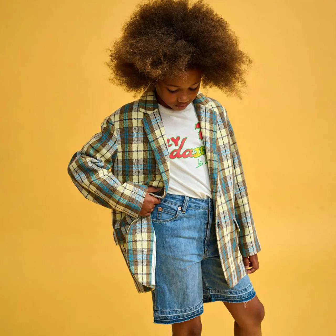 Blazer Chick à carreaux multicolore