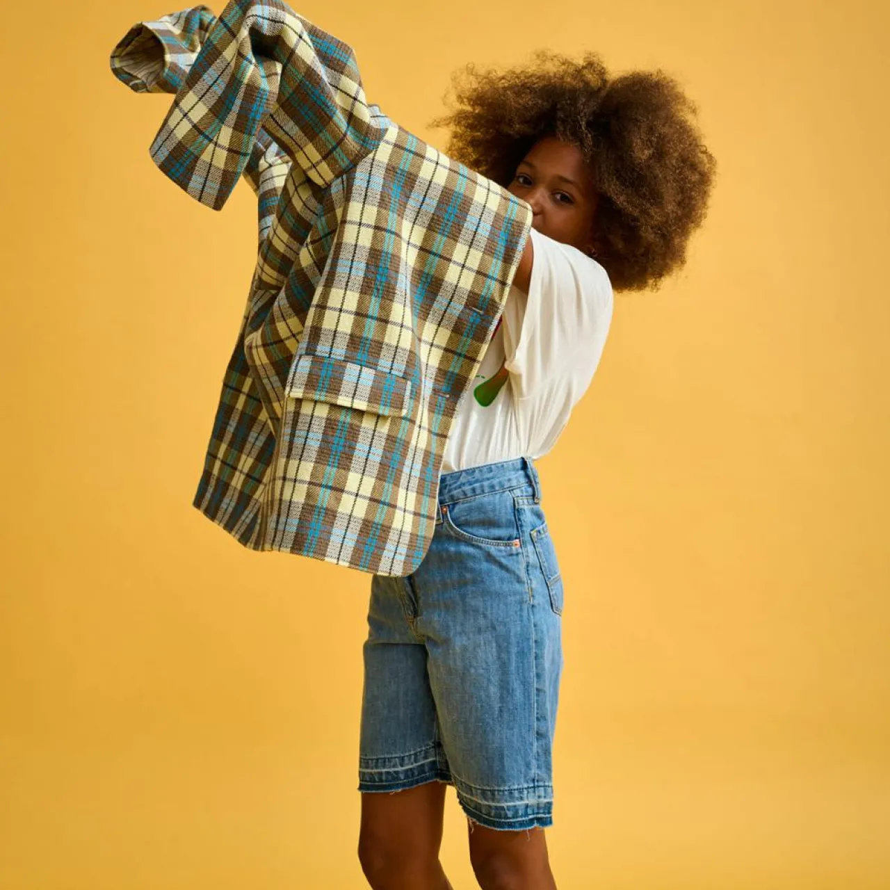 Blazer Chick à carreaux multicolore