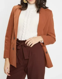Blazer croisé en Laine mélangée Celeste marron