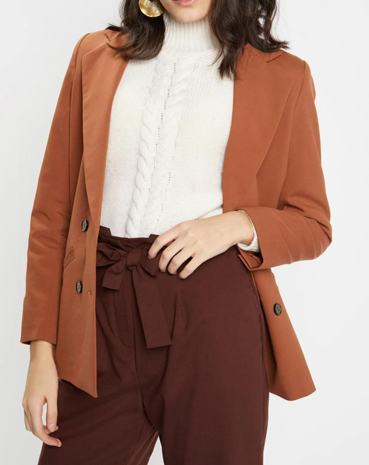 Blazer croisé en Laine mélangée Celeste marron