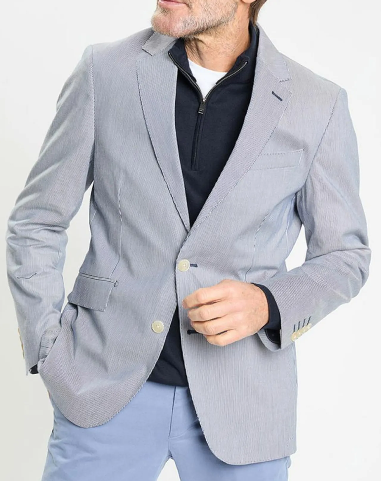 Blazer en Coton & Lin Milleraie bleu/blanc