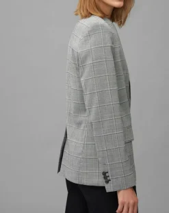 Blazer en Laine mélangée à carreaux gris