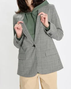 Blazer en Laine mélangée à carreaux gris