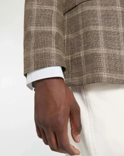 Blazer en Laine mélangée à carreaux beige/marron