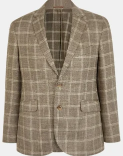 Blazer en Laine mélangée à carreaux beige/marron