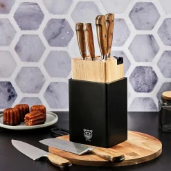 Bloc avec couteaux de cuisine Jakob Porvoo bois mat - 8 pièces