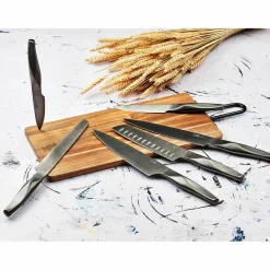 Bloc avec couteaux de cuisine Larus Skagen gris métal- 7 pièces