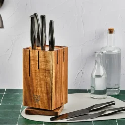 Bloc avec couteaux de cuisine Larus Skagen gris métal- 7 pièces