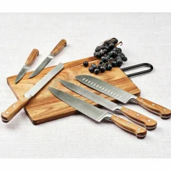 Bloc avec couteaux de cuisine et couteaux à steak Jakob Loviisa bois mat - 14 pièces