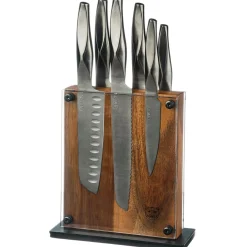 Bloc avec couteaux de cuisine Larus Rauma gris métal - 7 pièces