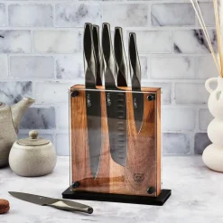 Bloc avec couteaux de cuisine Larus Rauma gris métal - 7 pièces