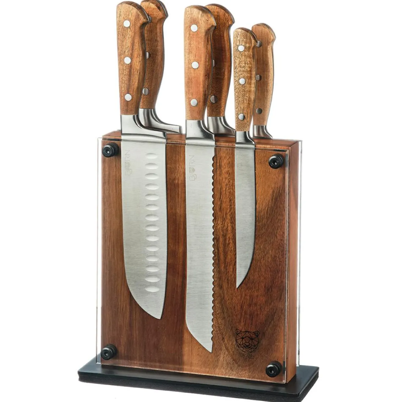 Bloc avec couteaux de cuisine Jakob Rauma bois mat - 7 pièces