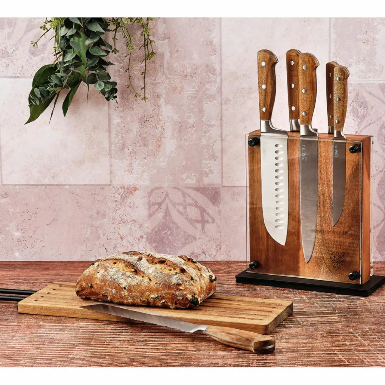 Bloc avec couteaux de cuisine Jakob Rauma bois mat - 7 pièces