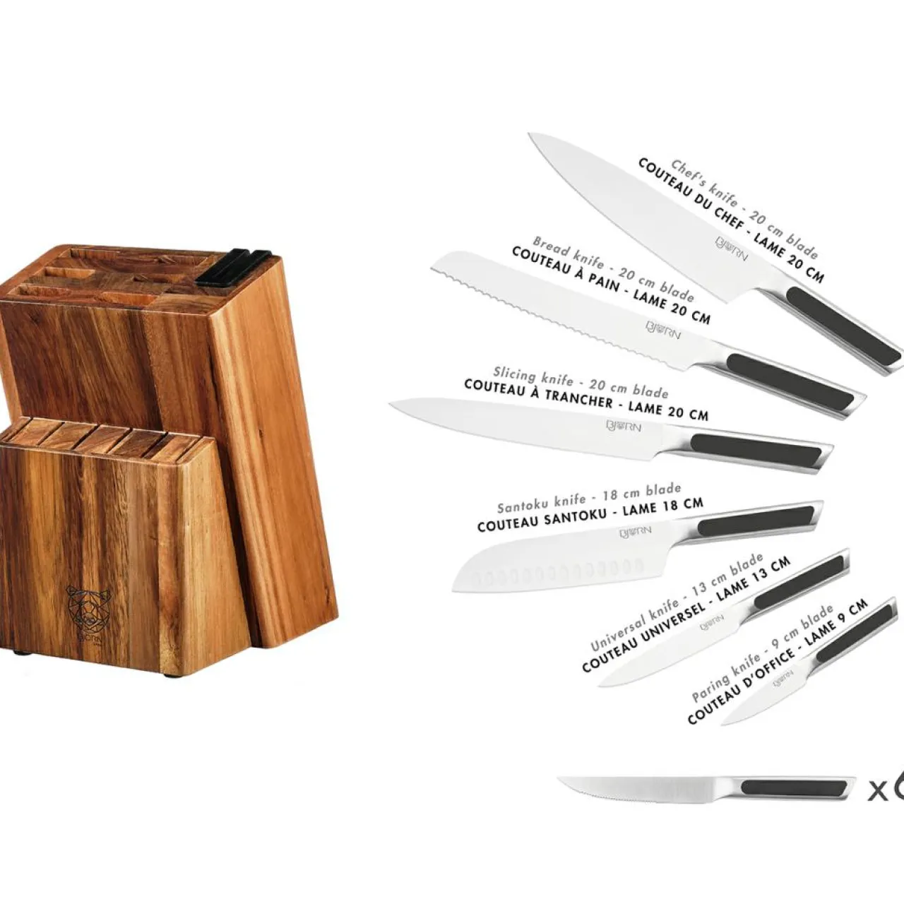 Bloc avec couteaux de cuisine et couteaux à steak Loki Loviisa - 14 pièces