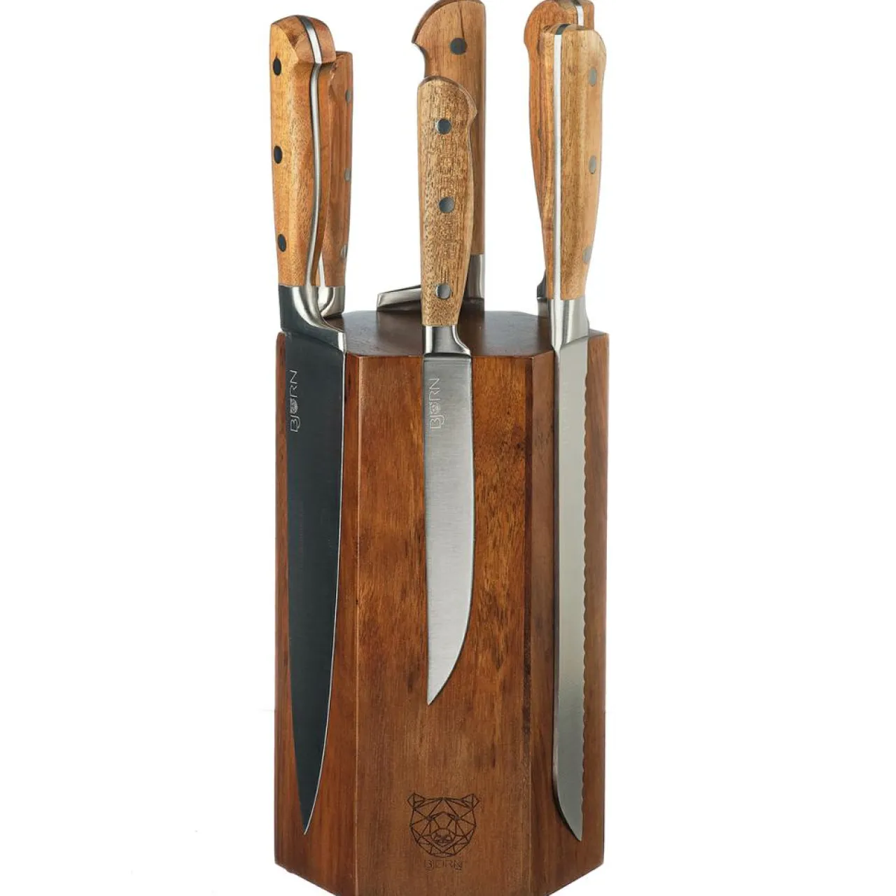 Bloc avec couteaux de cuisine Jakob Imatra bois mat - 7 pièces