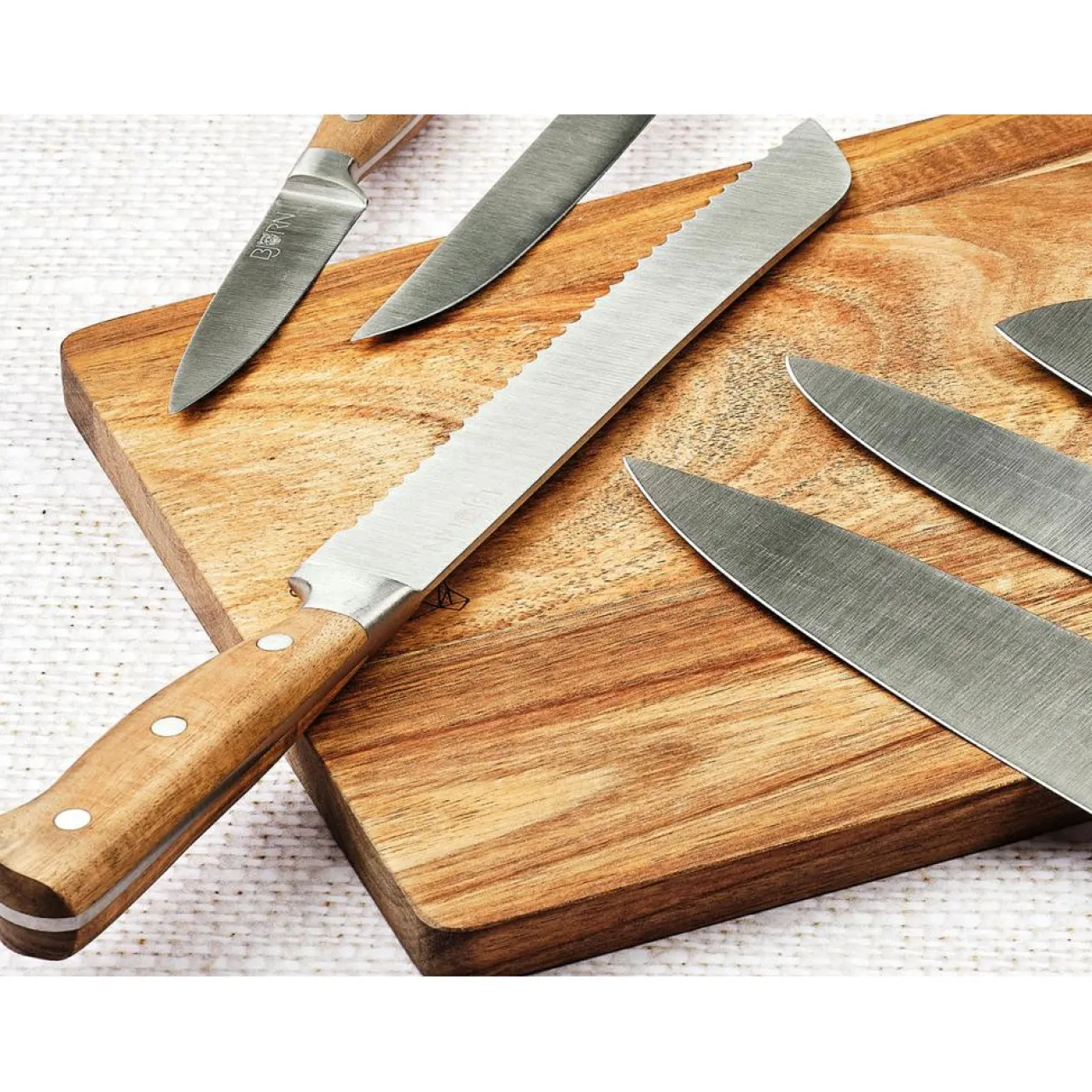 Bloc avec couteaux de cuisine Jakob Imatra bois mat - 7 pièces