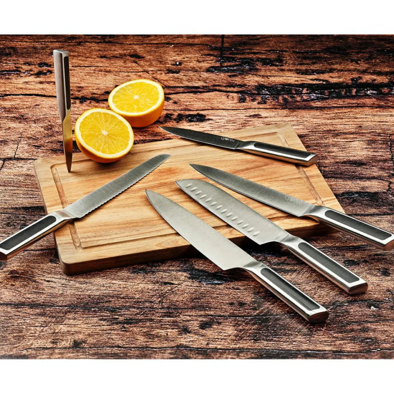 Bloc avec couteaux de cuisine Loki Porvoo inox mat - 8 pièces