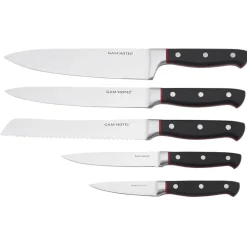 Bloc magnétique 5 couteaux Hiro noir/rouge - 26x20.2 cm