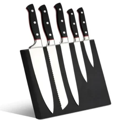 Bloc magnétique 5 couteaux Hiro noir/rouge - 26x20.2 cm