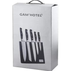 Bloc magnétique 5 couteaux Hiro noir/rouge - 26x20.2 cm