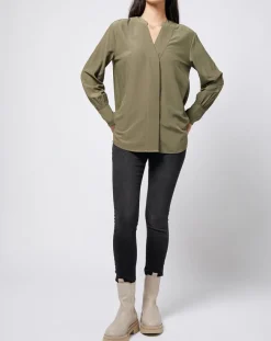 Blouse à encolure en V lenzing™ ecovero™ kaki clair