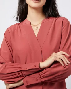 Blouse à encolure en V lenzing™ ecovero™ rouge terracotta