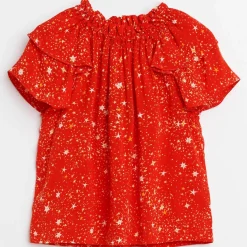 Blouse Acer imprimée étoiles rouge orangé