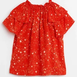 Blouse Acer imprimée étoiles rouge orangé